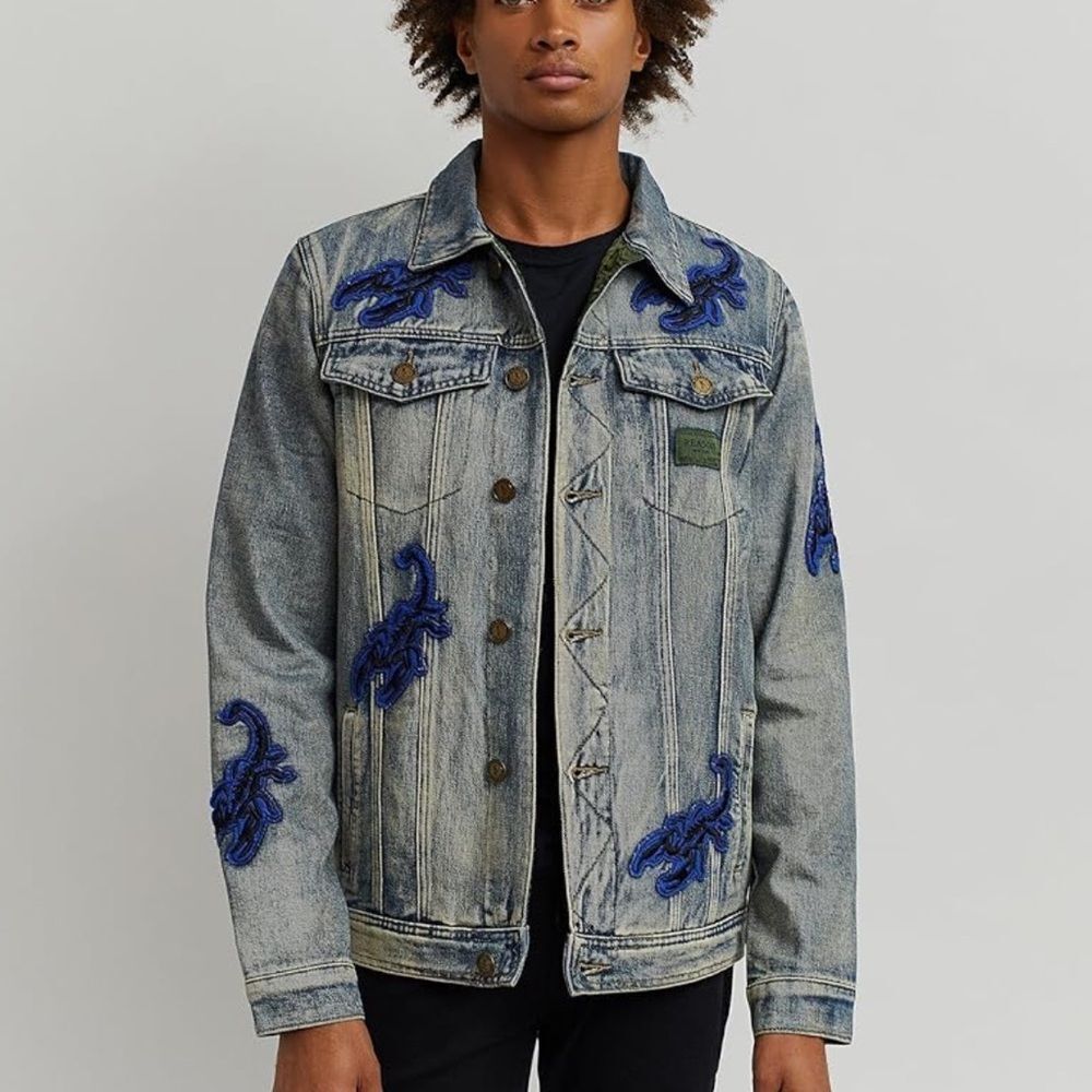 Reason Denim‎ Multi Patch Scorpion applique jacket 3X NWT in packaging